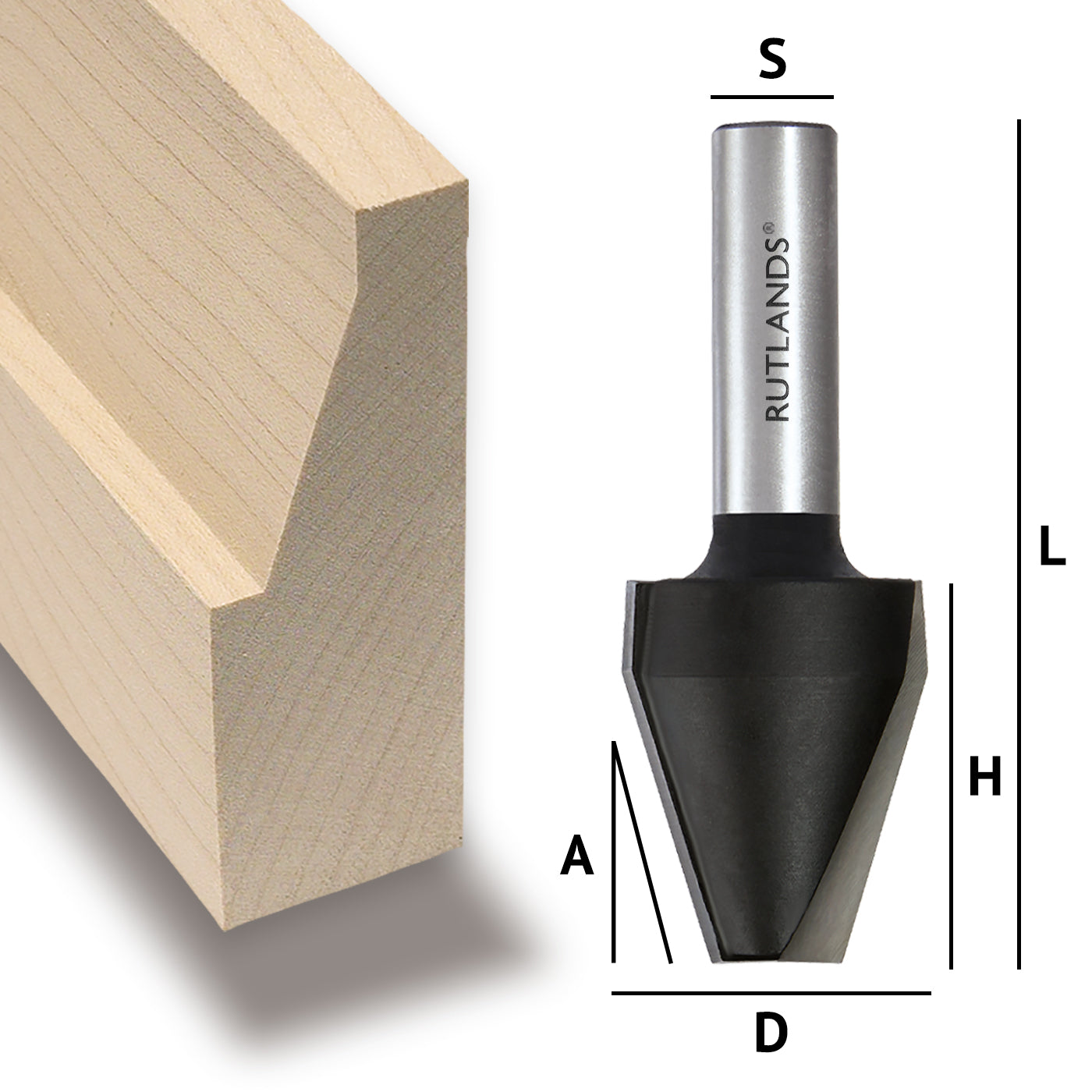 Router Bit - Raised Panel Vertical - Bevel - D=31.8mm H=38.1mm A=18°30' L=83mm S=1/2"